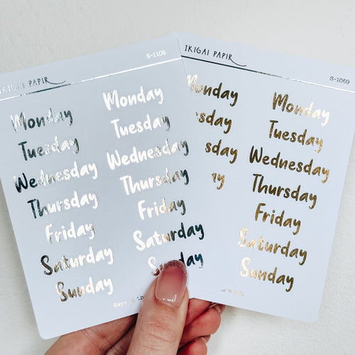 Days of the Week Stickers (Full Sheet)