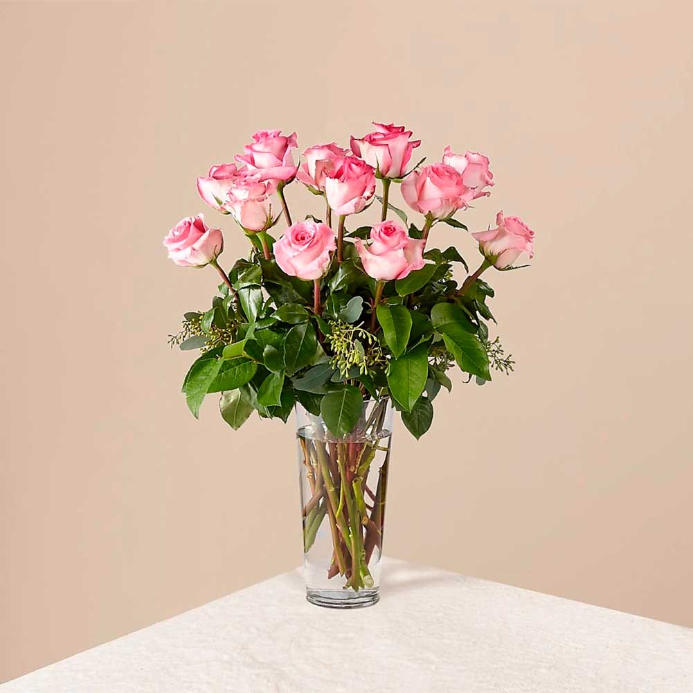 Regalo Para Mamá: Ramo De Rosas Rosadas De Tallo Largo – Flores 24 Horas  Floristería