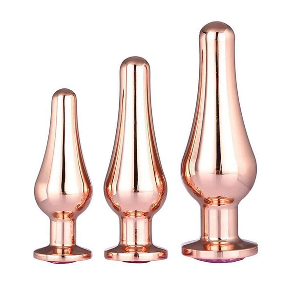 Gleaming Butt Plug Set Rose Gold Kinky Bettys 3027