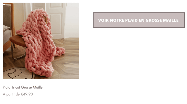 Plaid grosse maille chunky l. 150 x l. 120 cm rose Chunky