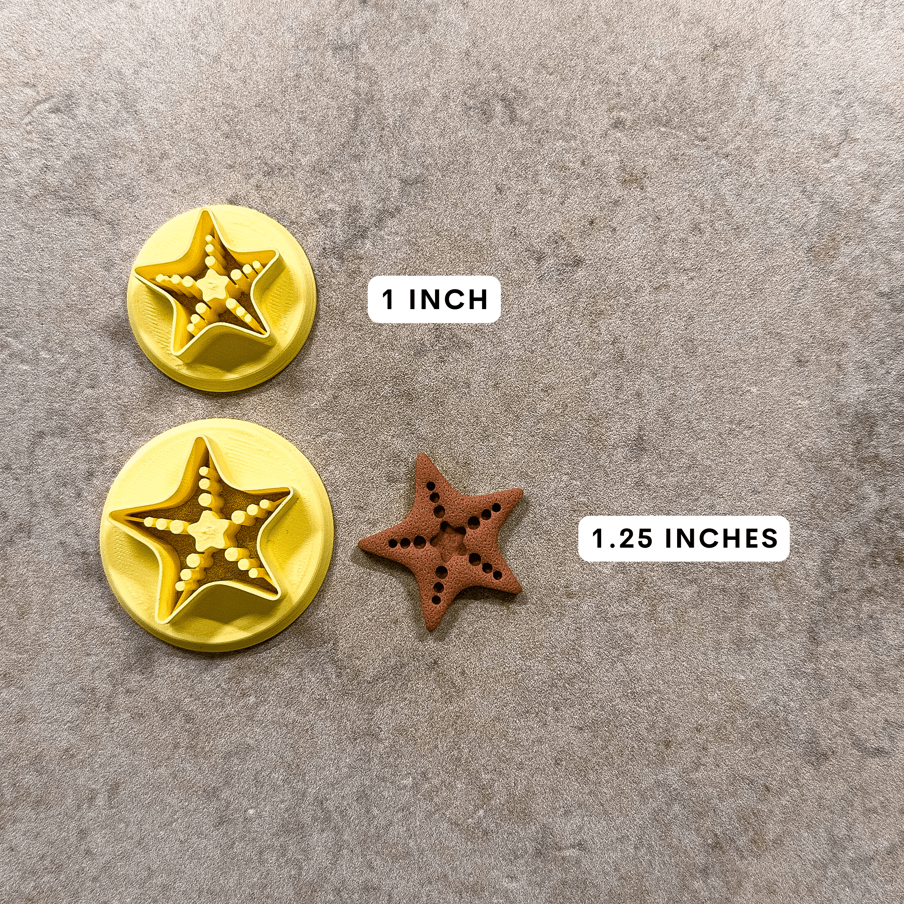 (1 in or 1.25 in) Starfish Clay Cutter (Embossing)