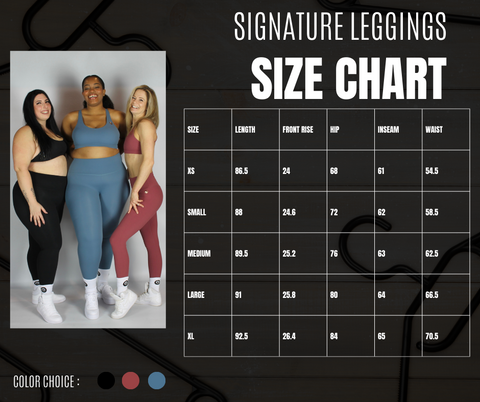 Signature Leggings Size Guide