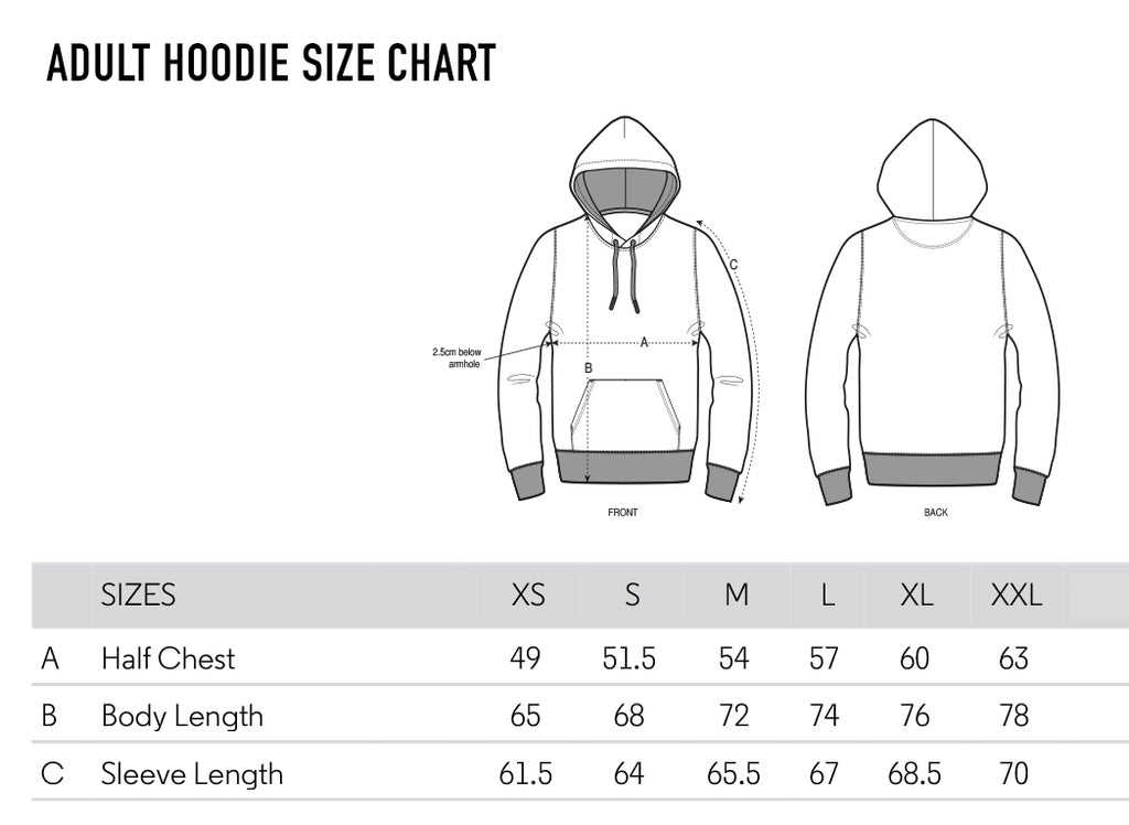 Adult Hoodie Size Chart – Bionyc Industries