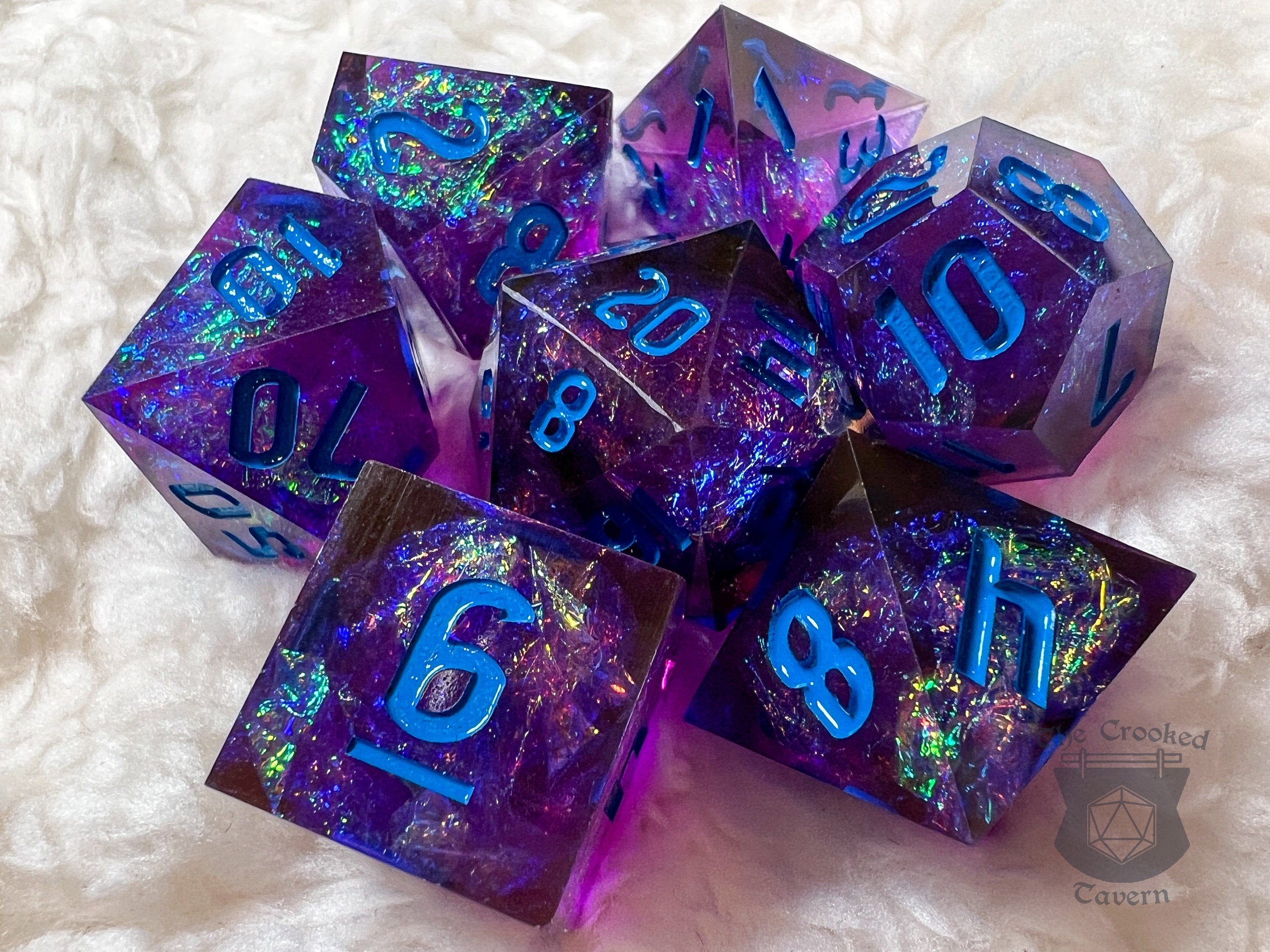 Shadow Storm RPG Dice Set | Handmade Sharp Edge, Square Edge Dice!