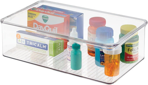 Storage Box Organizer for First Aid Kit, Medicine, Medical, Dental Supplies  - Large, Clear