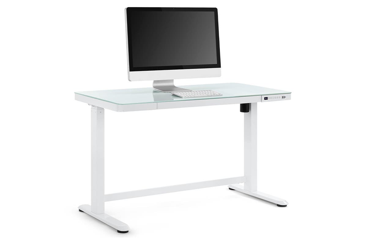 Ergolux Sorrento Electric Standing Desk (White, Glass) Black Swallow