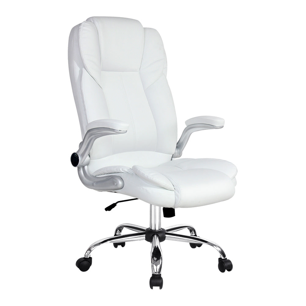 Shop PU Leather Executive Office Desk Chair - White Online in Australia |  Black Swallow