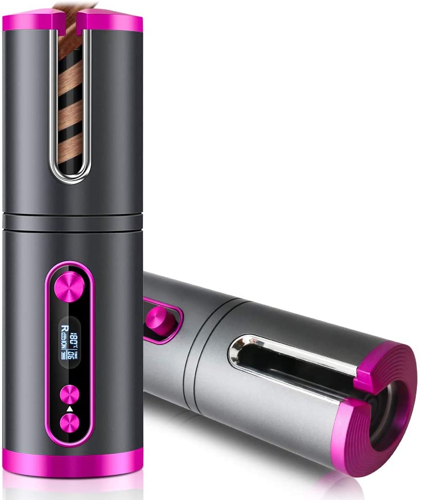 Shop Portable Wireless Automatic Hair Curler for Travel with LED  Temperature Display, Timer and USB Rechargeable (Pink) Online in Australia  | Black Swallow