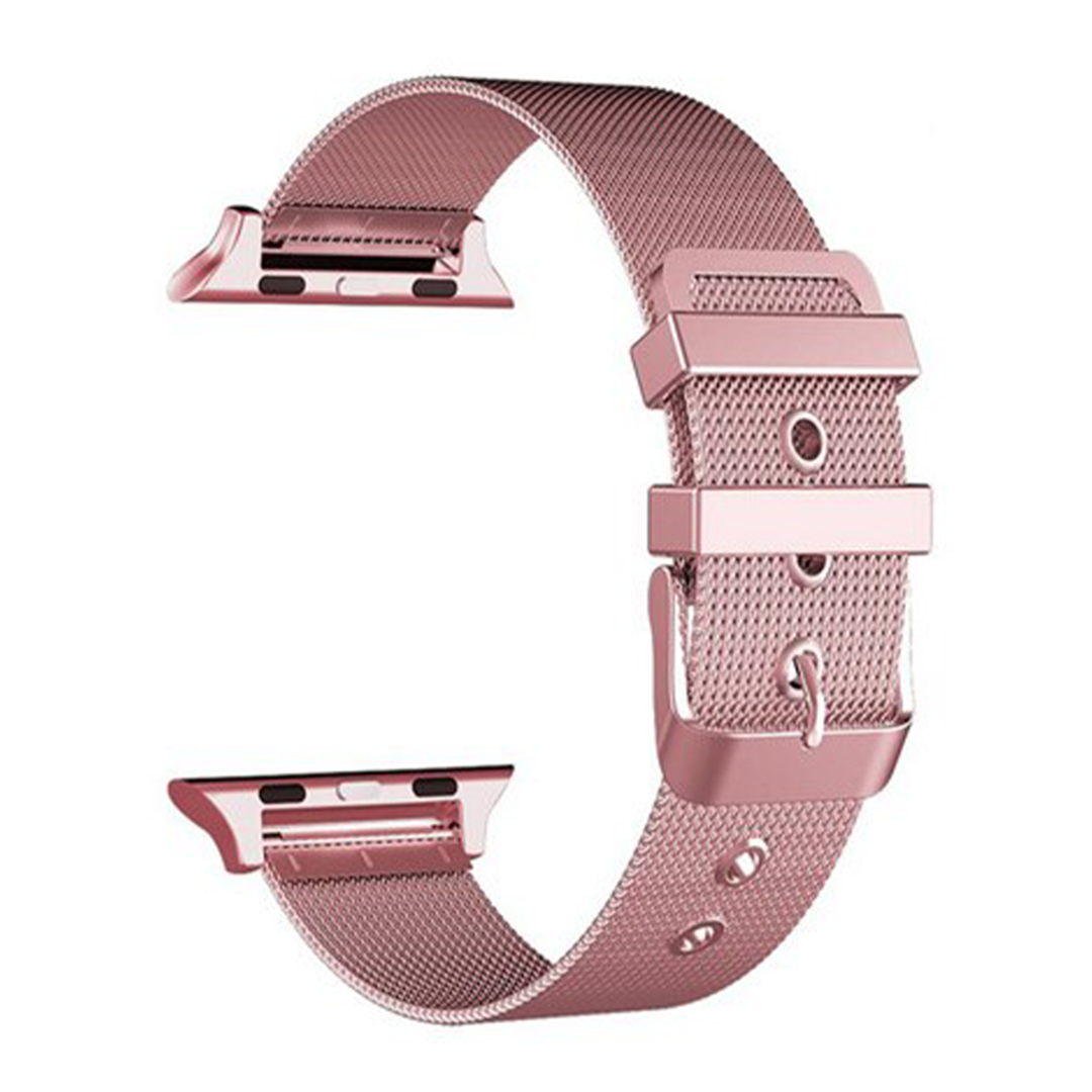 Pink Stainless Steel Nato Milanese Band/Strap for Apple Watch 1to7 & SE series, size 38mm/40mm/41mm and 42mm/44mm/45mm