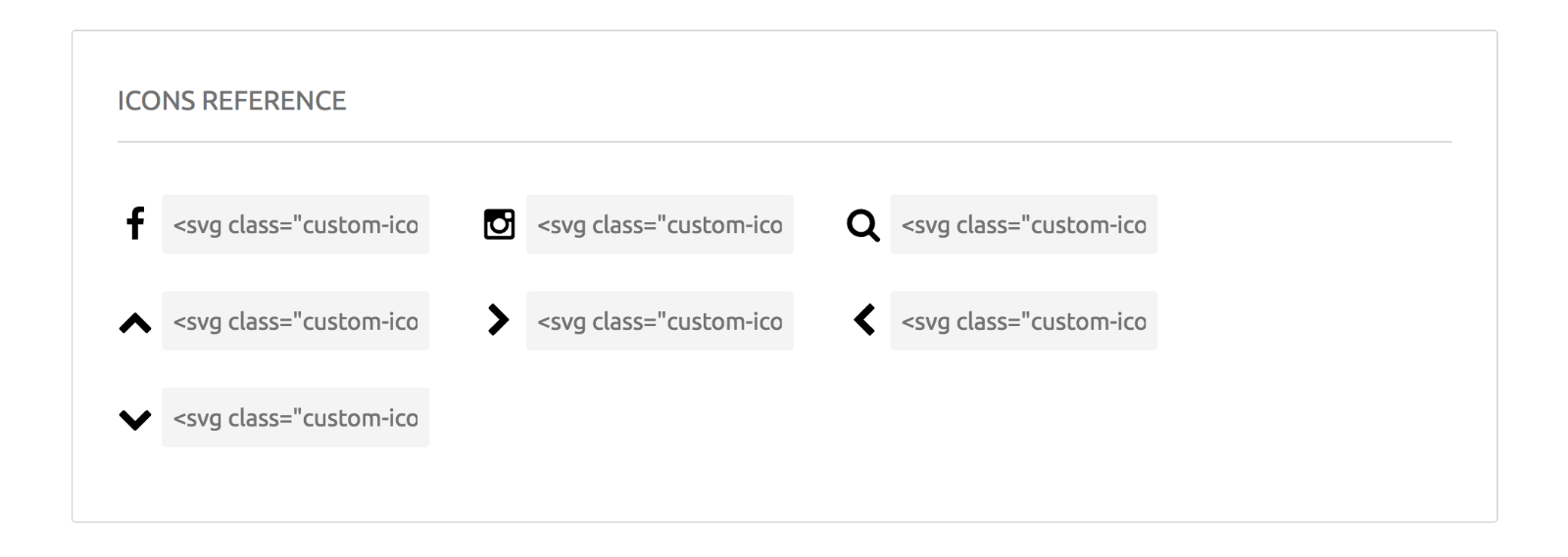 SVG Icons: Icon reference for SVG embed code on Fontastic
