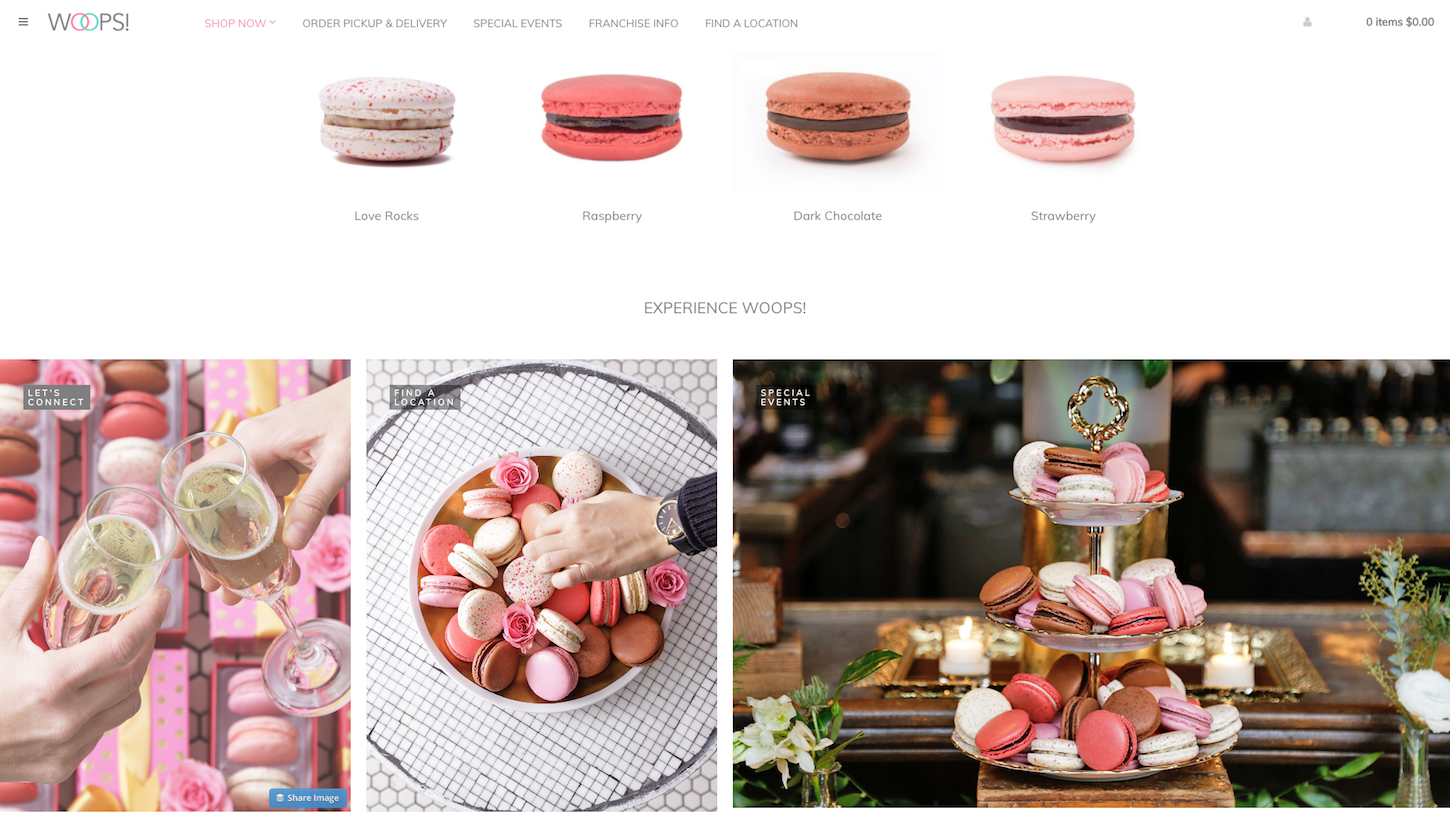 8 ecommerce stores to inspire your valentines day: Woops homepage