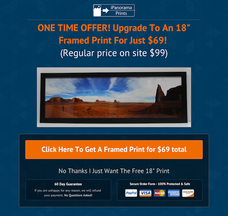 Marketing Sales Funnel: Claim your IPanorama Prints Offer