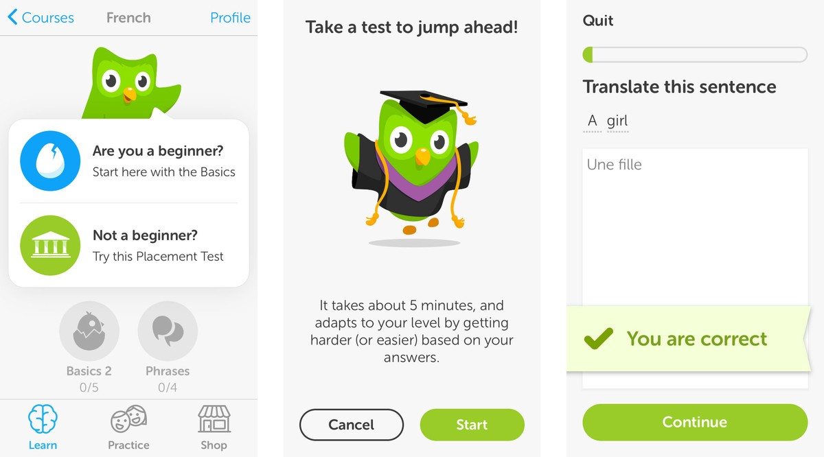 Mobile app onboarding: Duolingo onboarding