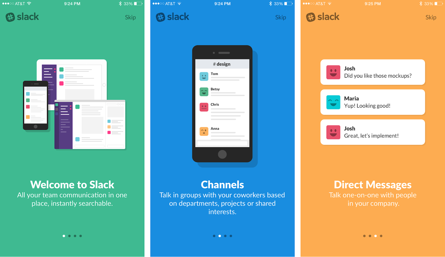 Mobile app onboarding: Slack onboarding