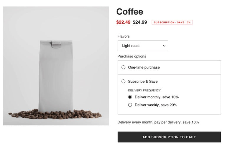 Shopify API release January 2021: coffee subscription checkout