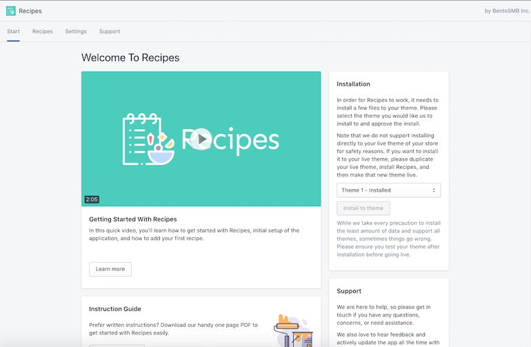 Shopify app challenge winners: Recipes