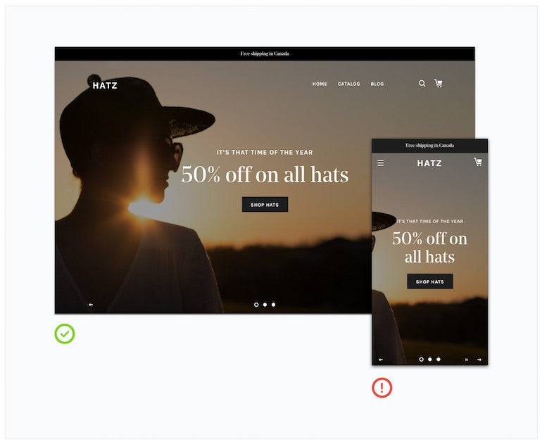 Shopify slideshow: hero on desktop versus mobile