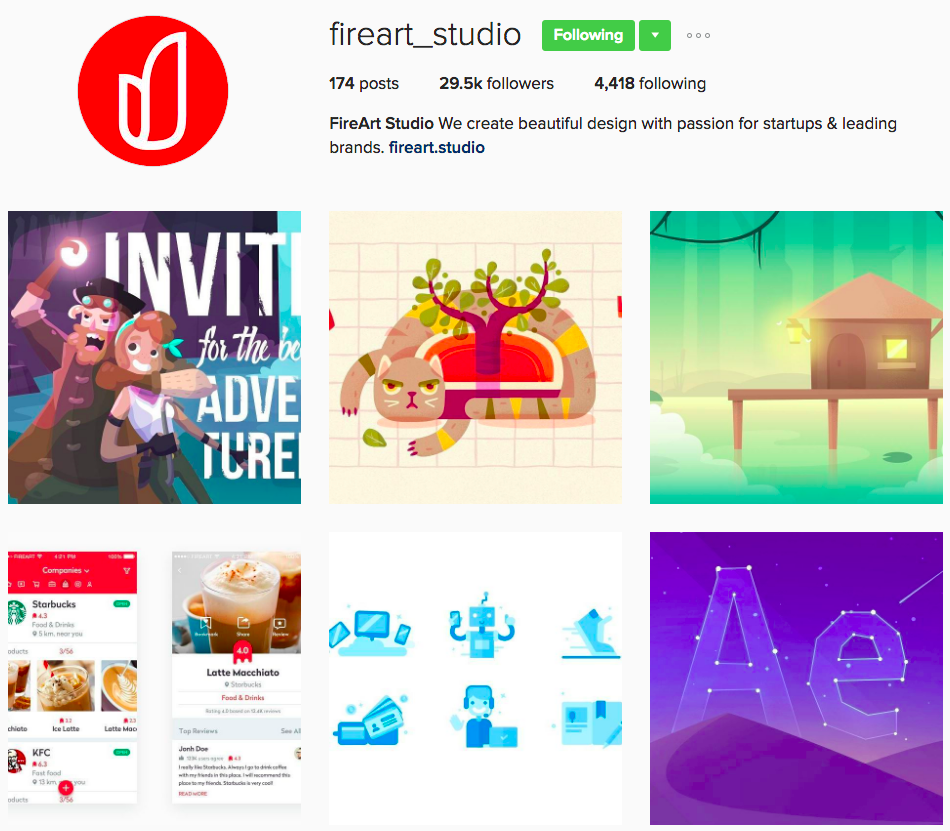 Agencies and Freelancers You Should Follow on Instagram - FireArt_Studio