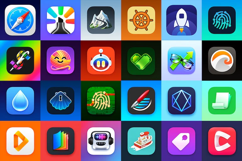 App icon: 24 different app icons laid out in a grid format.