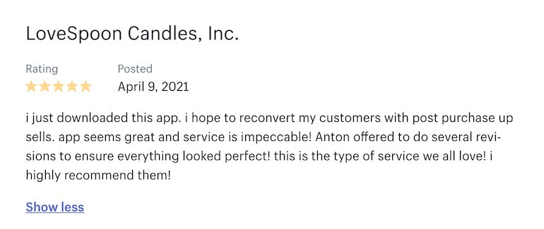 App installs: Screenshot of a five-star review for app ReConvert