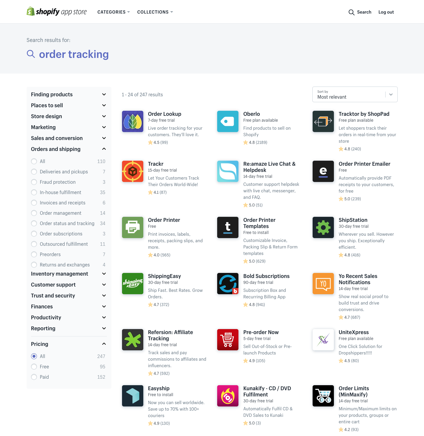 app store success: search results