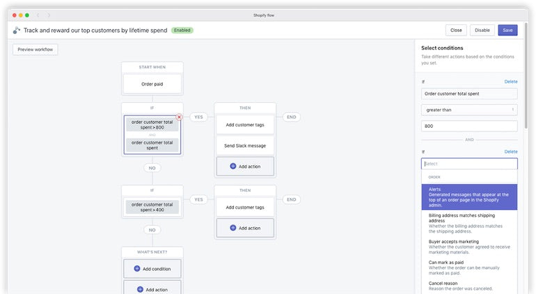 app trends: screenshot of a shopify plus automated email flow