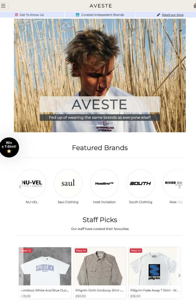 Aveste marketplace home page