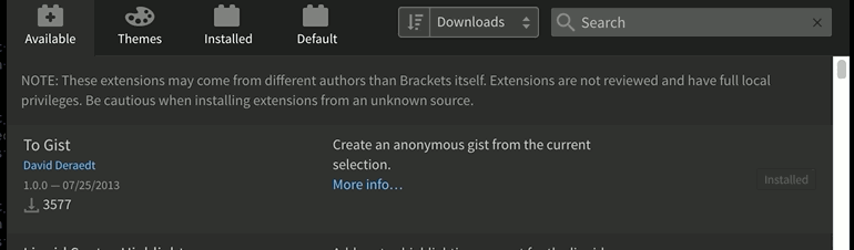 brackets extensions: how to install