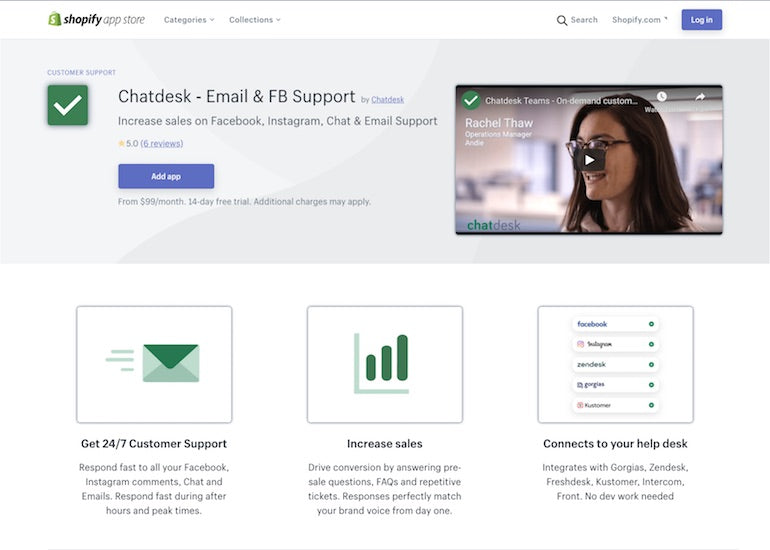 chatdesk app developer case study: screenshot of the app live in shopify storefront