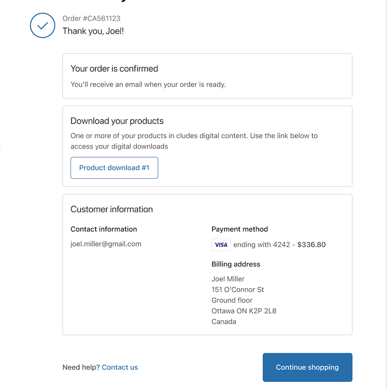 Checkout UI extensions: An example of a digital download on the checkout page