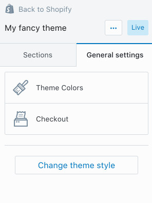 Color schemes with theme options and presets - theme colors section