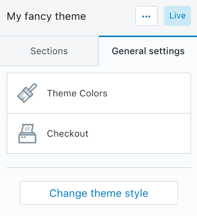 Color schemes with theme options and presets - theme colors section example