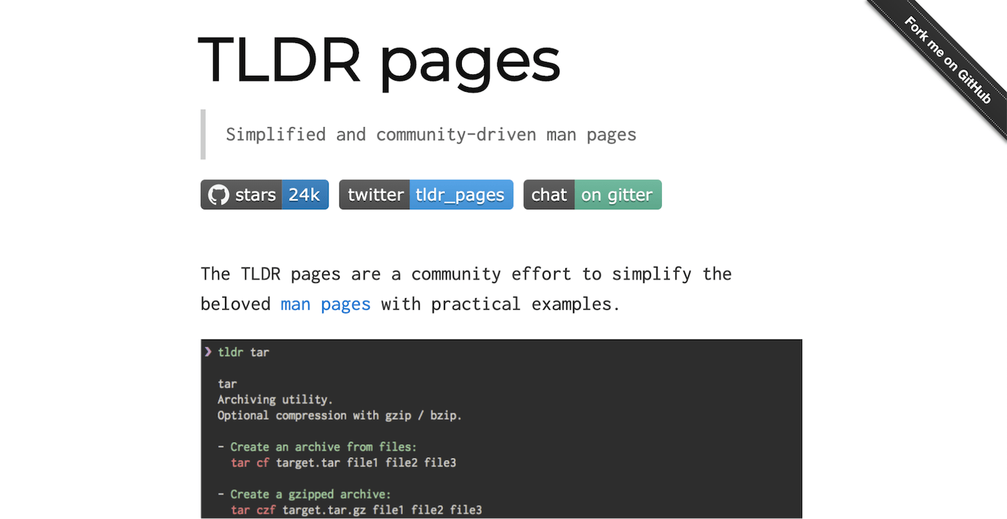 customize terminal: tldr pages