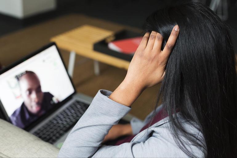 design process: woman on zoom meeting