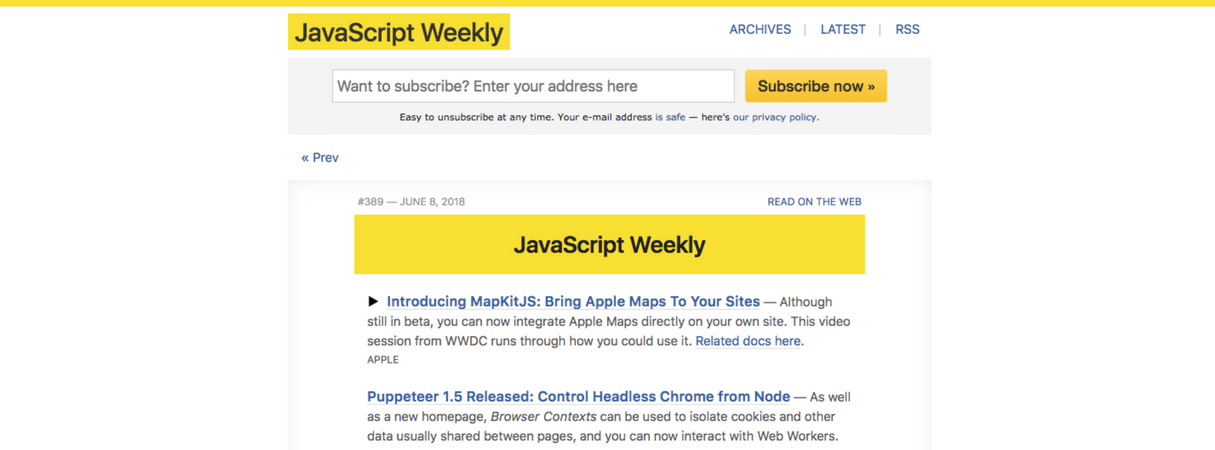 developer newsletter: javascript