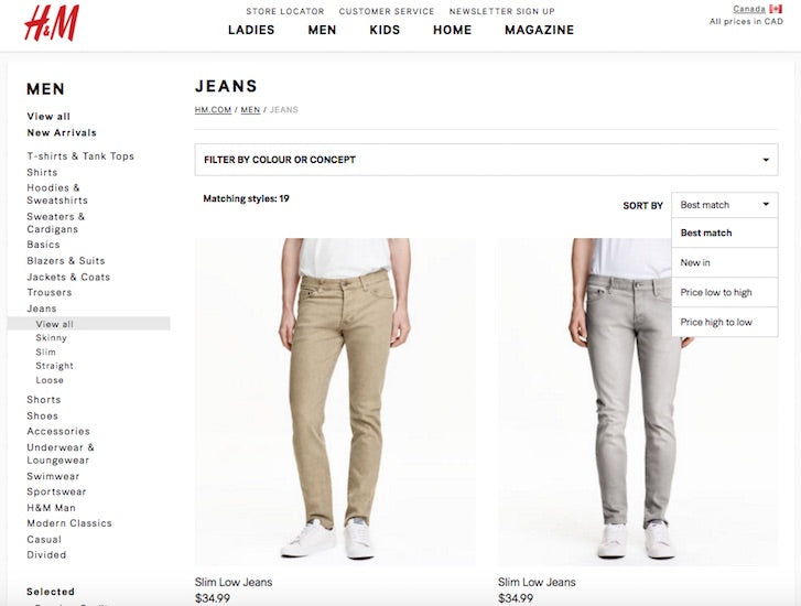 Desiging Ecommerce Site that Converts: H&M