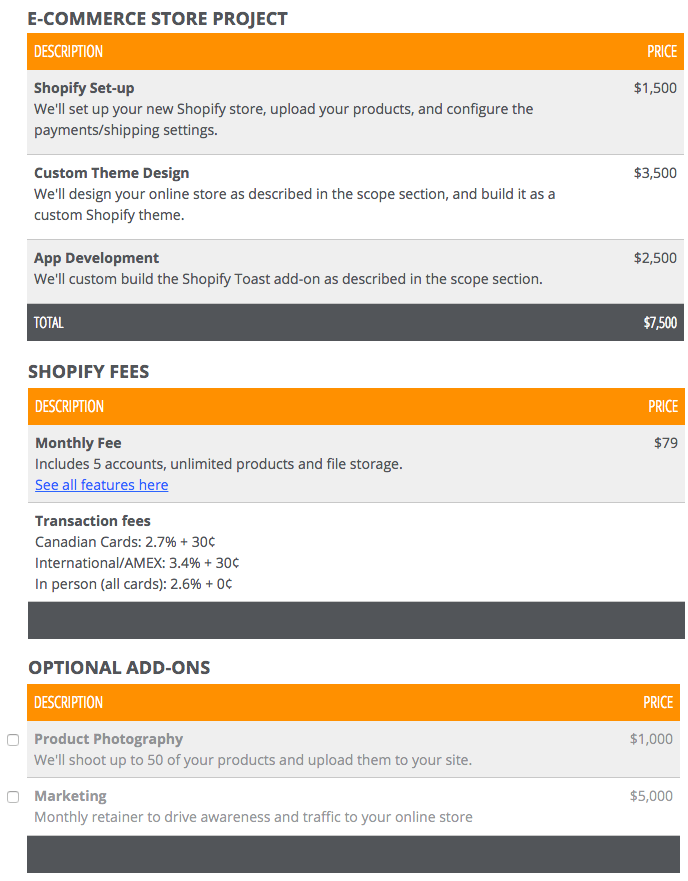 Ecommerce Proposal Guide: Pricing