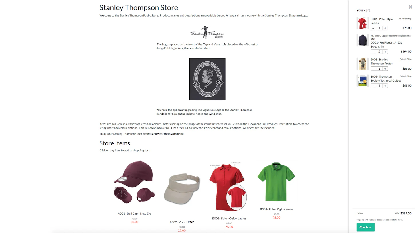 Four smart reasons to embed a shopify store: Stanley thompson store