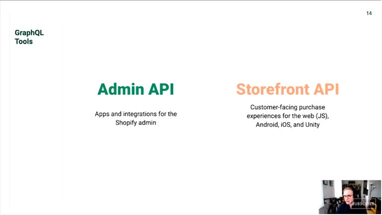 getting started with graphql: screenshot from video explaining admin API