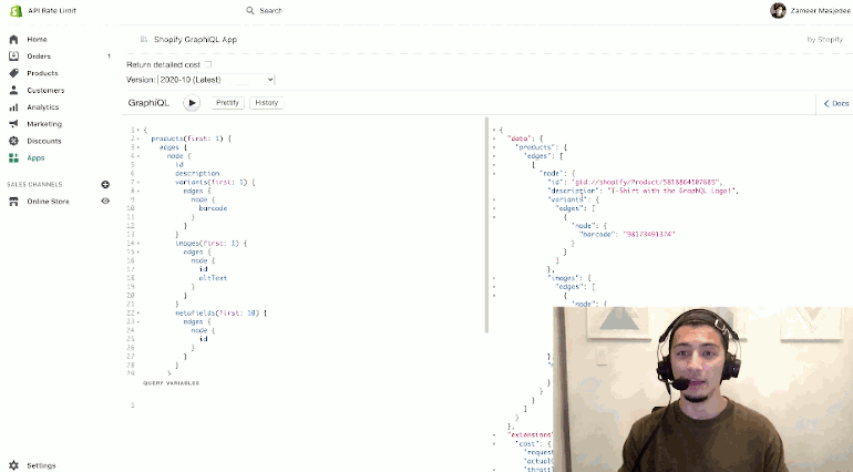 Graphql rate limits: gif taken from YouTube video 