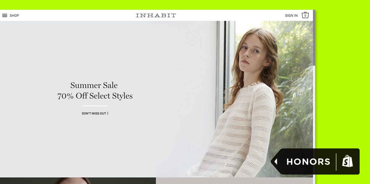 Ecommerce Design Awards Honors: Inhabit