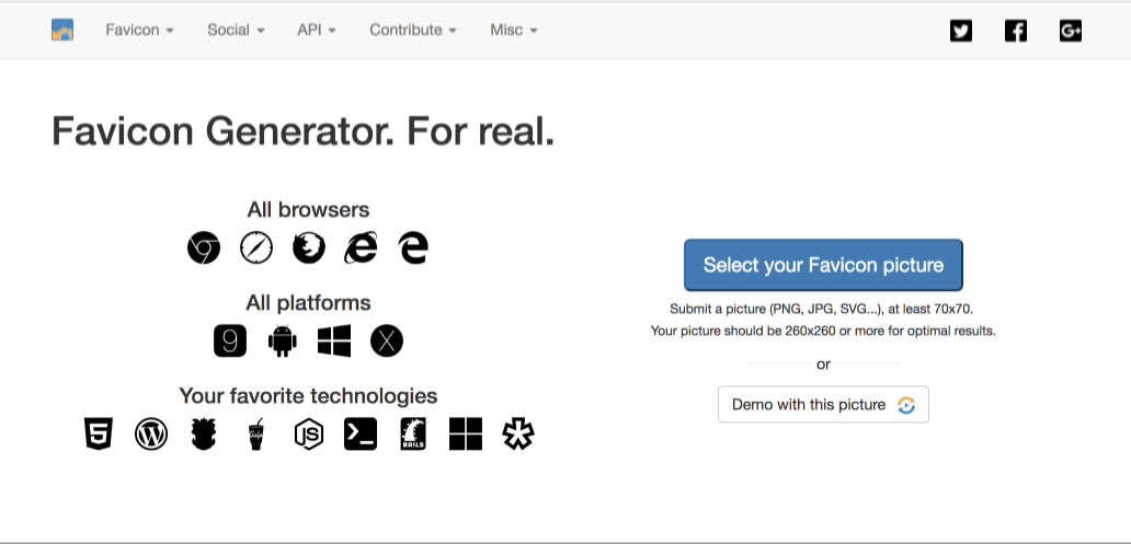 Image tools for web developers 2017: RealFaviconGenerator