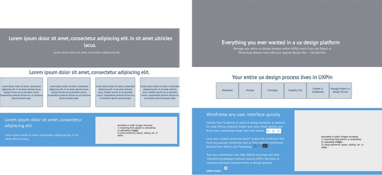 landing page optimization: Lorem ipsum text vs. actual copy on a webpage