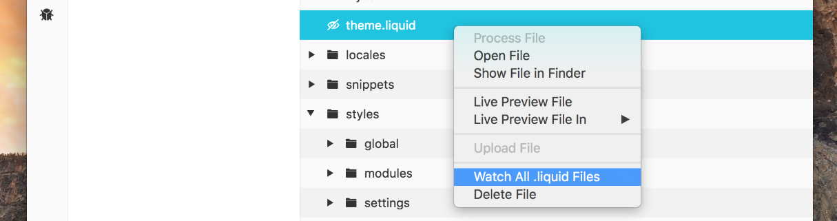 Live reloading Sass with Shopify: watching Liquid files