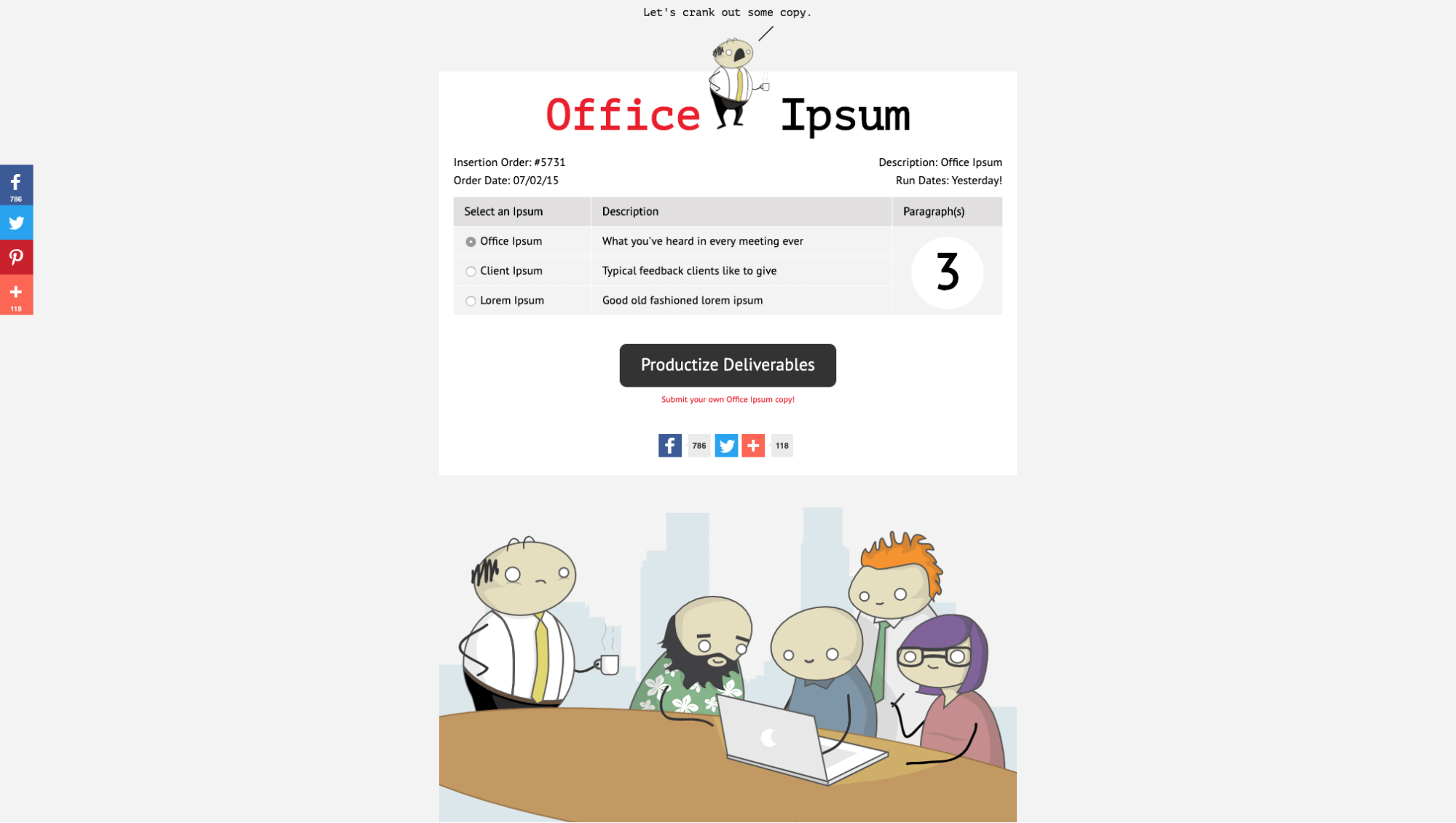 lorem ipsum generator: office