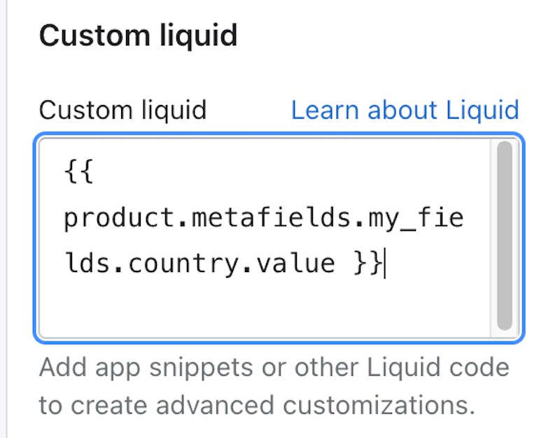 custom liquid displaying the HTML option