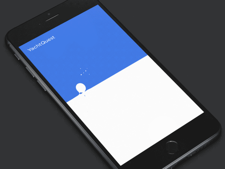 mobile app animation: giff, phone displaying a jumping ball while loading a page