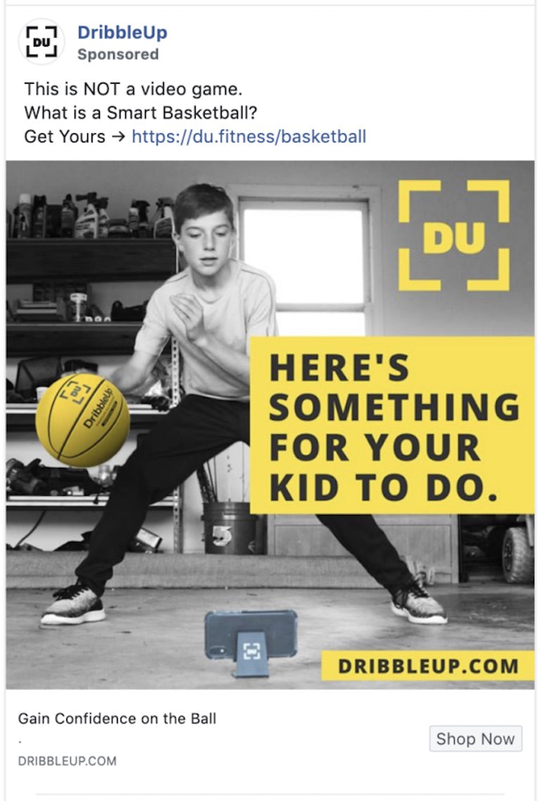 paid social: dribbleup ad