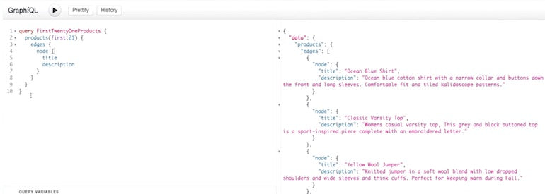 query argument graphql: screenshot from video of a simple query