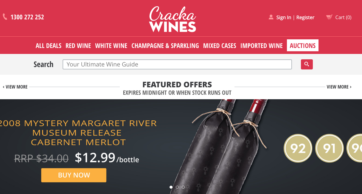 Shopify Plus Partner Createur: Cracka Wines website 2017